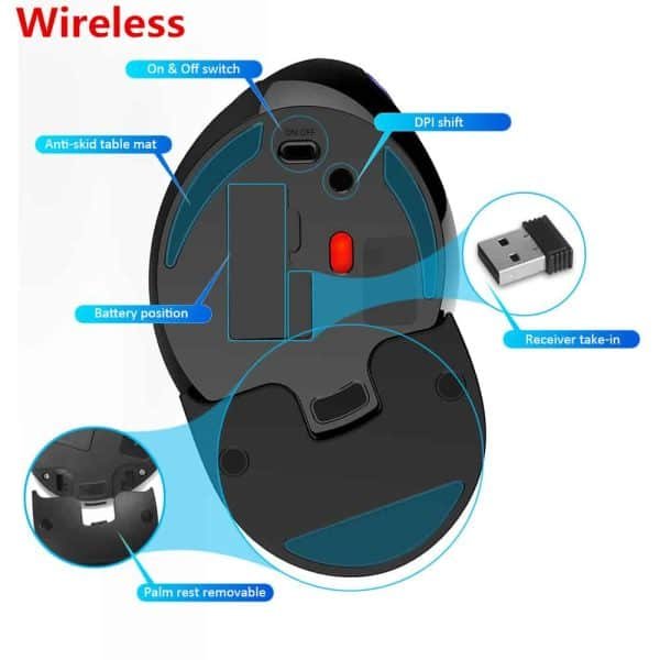 Delux M618 PLUS Ergonomics Vertical Gaming Optical RGB Wireless Right Hand Mice For PC Laptop