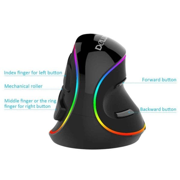 Delux M618 PLUS Ergonomics Vertical Gaming Optical RGB Wireless Right Hand Mice For PC Laptop