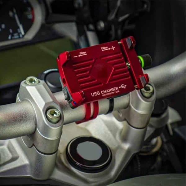 Phone Holder Mount Aluminum Motorcycle Bicycle Bike Handlebar USB with Charger