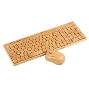 Wireless Bamboo PC Keyboard and Mouse Combo Computer Keyboard