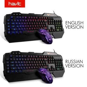 HAVIT Russian Gaming Keyboard Mouse Combo USB Wired Rainbow