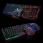 Wired Rainbow Backlit Illuminated USB Multimedia Ergonomic Gaming Keyboard and Mousepad