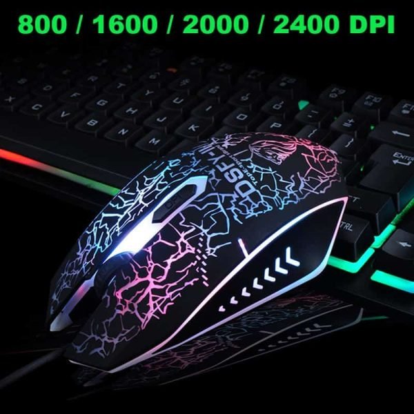 Wired Rainbow Backlit Illuminated USB Multimedia Ergonomic Gaming Keyboard and Mousepad