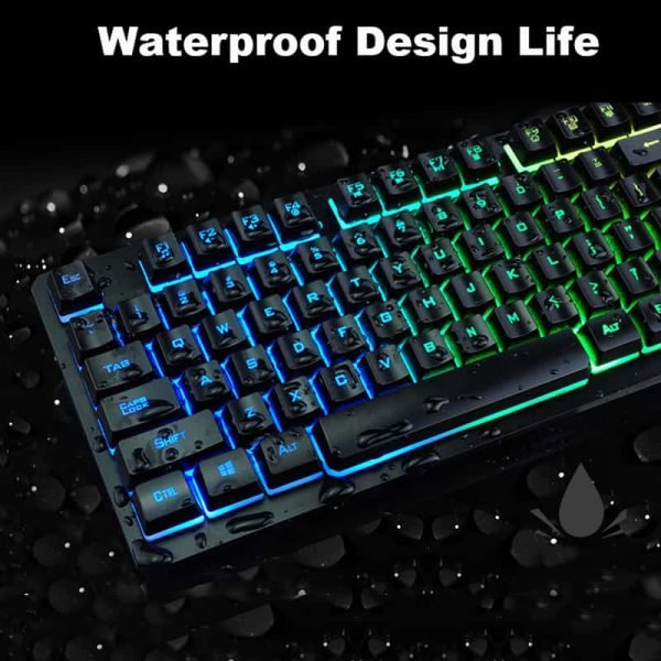 Wired Rainbow Backlit Illuminated USB Multimedia Ergonomic Gaming Keyboard and Mousepad