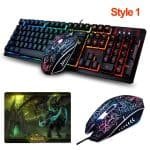 Wired Rainbow Backlit Illuminated USB Multimedia Ergonomic Gaming Keyboard and Mousepad