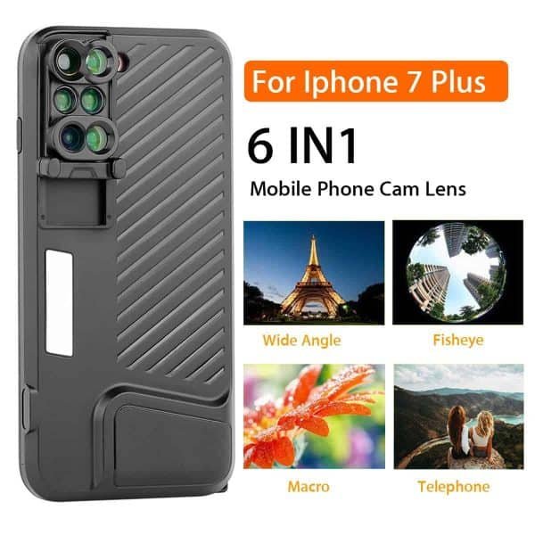 LEORY 6 in 1 Phone Camera Lens Telephoto Fisheye Macro Wide Case Mobile Phone Accessories