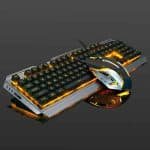 Backlit Mechanical Feel Gaming Keyboard and Mouse Set with Aluminium Alloy Panel