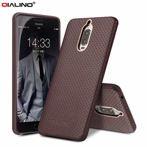 QIALINO Mesh Design Genuine Leather Coated PC Mobile Phone Accessory