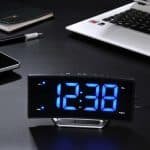 Fashion LED Arc Alarm Clock Radio Electronic Personality Luminous Desk Watch Gadgets