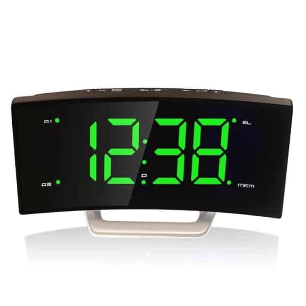 Fashion LED Arc Alarm Clock Radio Electronic Personality Luminous Desk Watch Gadgets