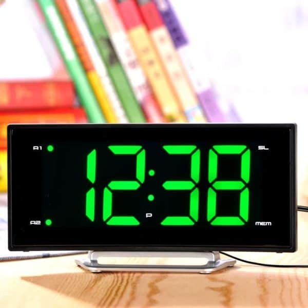 Fashion LED Arc Alarm Clock Radio Electronic Personality Luminous Desk Watch Gadgets