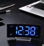 Fashion LED Arc Alarm Clock Radio Electronic Personality Luminous Desk Watch Gadgets