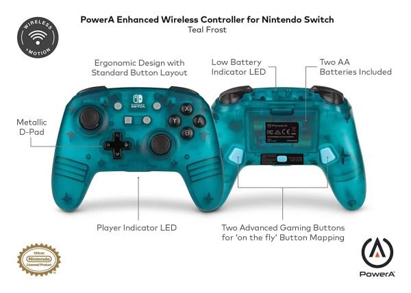 Amazon.com: PowerA Enhanced Wireless Controller for Nintendo Switch Teal Frost