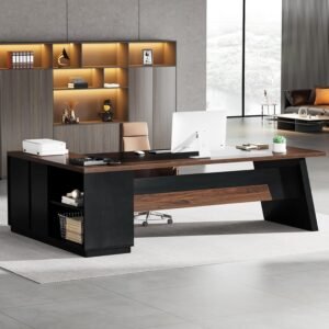 Tribesigns L-Shaped Executive Desk, 78" Modern Office Desk with Drawers and Lateral File Cabinet,